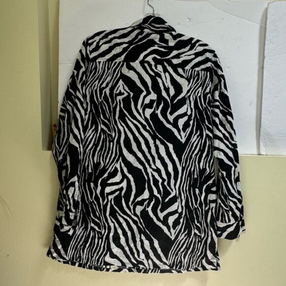 Tabi Vintage Zebra Cotton Roll Tab Sleeve Safari Shirt Pocket Lightweight Slit M - Picture 4 of 16